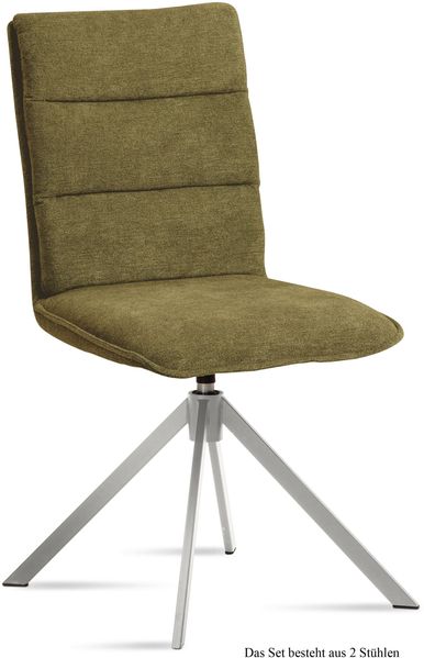Esszimmerstuhl drehbar (2er-Set) Dulcie 47x92x60 Edelstahl/Olivgrün
