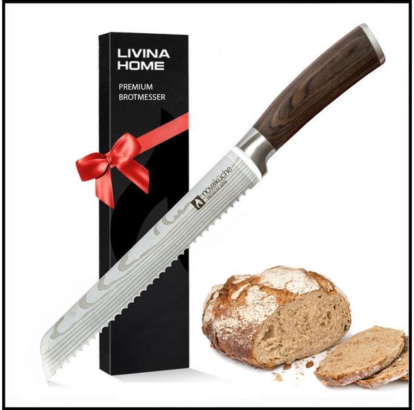 LIVINA HOME Brotmesser Brot Messer mit Wellenschliff, mit extrem scharfer Klinge, Küchenmesser, Klingenlänge 20 cm, Oster Deal Sale!