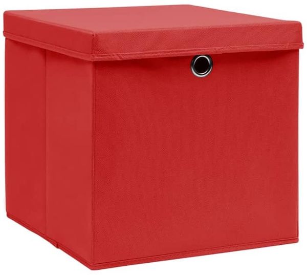 Aufbewahrungsboxen, faltbarer Korb mit Deckeln 10 Stk. 28x28x28 cm Rot