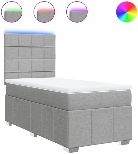 vidaXL Boxspringbett mit Matratze Hellgrau 80x200 cm Stoff 3293795