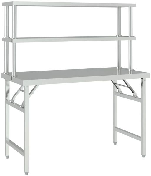 vidaXL Küchen-Arbeitstisch mit Aufsatzboard 120x60x145 cm Edelstahl 3155992 Bild 3