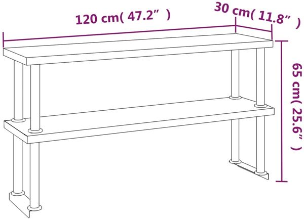 vidaXL Küchen-Arbeitstisch mit Aufsatzboard 120x60x145 cm Edelstahl 3155992 Bild 11