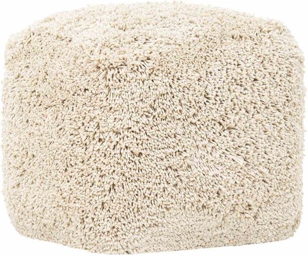 Pouf Celeste aus Stoff, Beige, 40 x 40 x 40 cm
