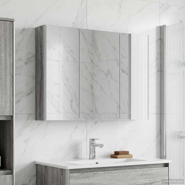 vidaXL Badezimmerspiegelschrank Graues Sonoma 103,5 x 15,5 x 70 cm 889276