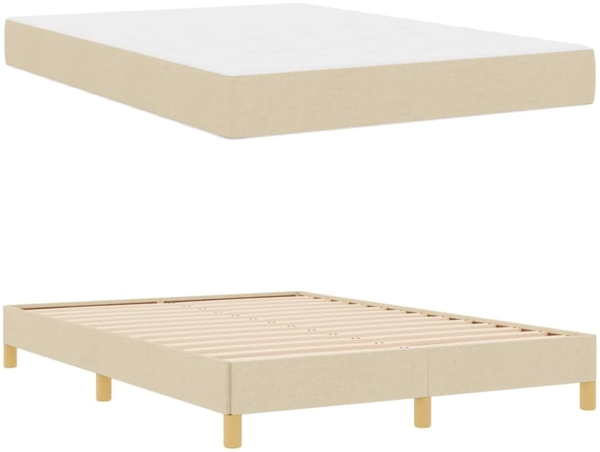 vidaXL Boxspringbett Creme 140 x 200 cm Stoff 3398575