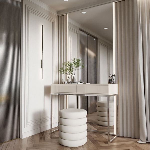 Lookway Konsolentisch BLANCO GLAMOUR Konsole in Kaschmir auf verchromtem Gestell