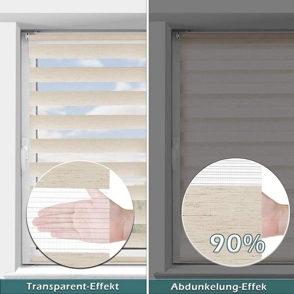 Doppelrollo rollos Ohne Bohren 130cm/150cm, Vkele, freihängend,Blickdicht,Lichtschutz und verspannt, Klemmträger,Klemmfix, rollo für Fesnter und Tür