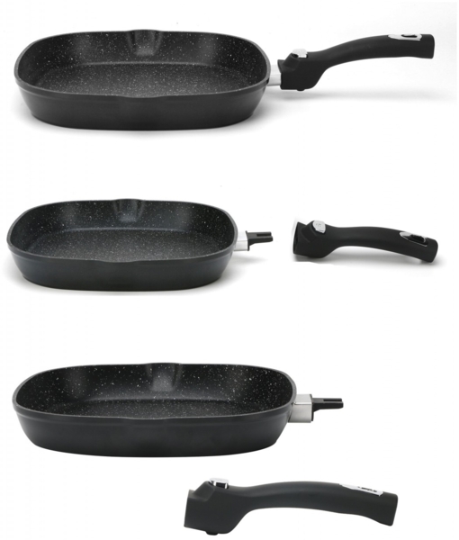 Bratpfanne Grillpfanne Induktion abnehmbarer Griff 28cm Ceffinger FDG-28 Schwarz