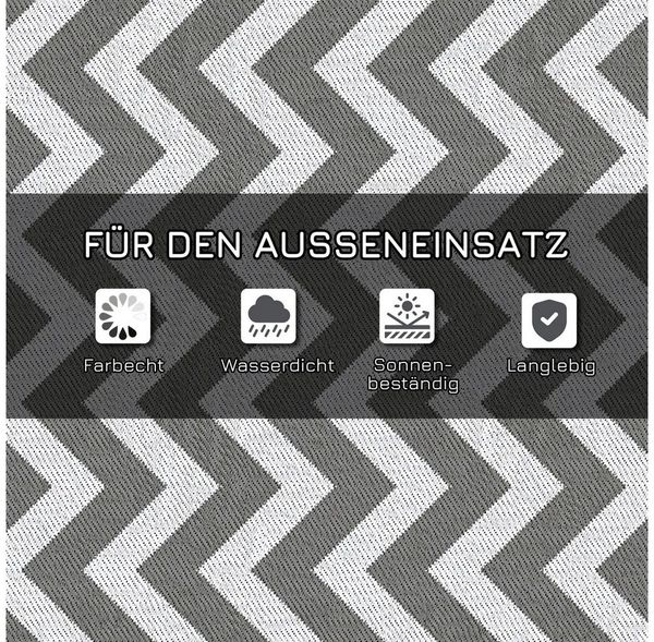 MC Star Outdoorteppich Wasserdichter Kunststoffteppich 121x182cm, Hellgrau+Weiß