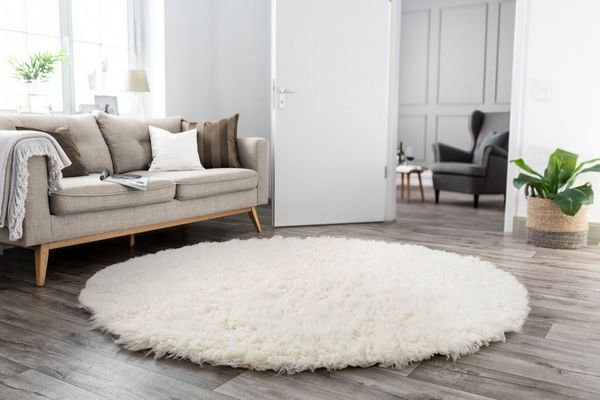 THEKO Wollteppich FLOKOS 1250, rund, Höhe: 40 mm, original griechischer Flokati, Hochflor, Uni-Farben, reine Wolle