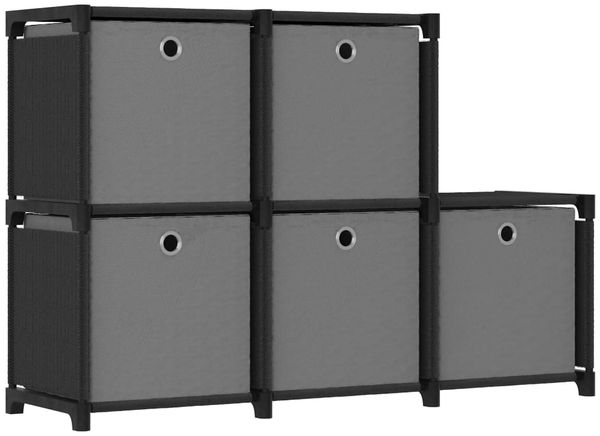 vidaXL Würfelregal mit 5 Boxen Schwarz 103x30x72,5 cm Stoff 322603