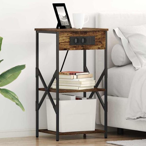 vidaXL Nachttisch Geräucherte Eiche 41 x 31 x 76 cm Holzwerkstoff 859529