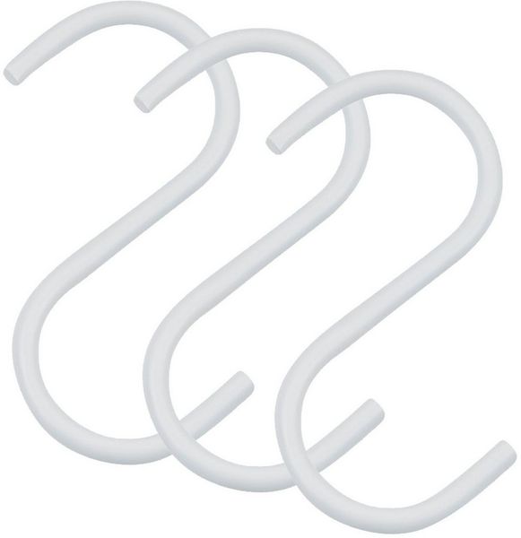 SO-TECH® S-Haken für Rundstäbe bis Ø 30 mm für Garderoben, Küchenreling uvm, (Spar-Set, 3-St), Weiß Satin pulverbeschichtet