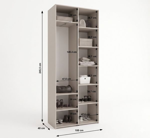ABIKS MÖBEL Drehtürenschrank COMO 4 Schlafzimmerschrank mit Kleiderstange und Regalen