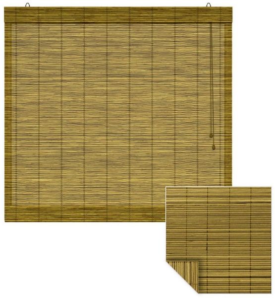 Victoria M. Raffrollo Bambus-Raffrollo, 40 x 130 cm, braun, mit Hakenaufhängung, ohne Bohren, freihängend, zum Schrauben, Bambus