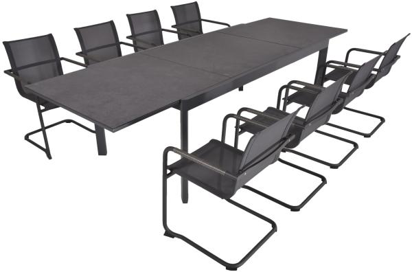 Edelstahl pulv./ Kunststoffgewebe, grau, Aluminium / Glas-Tischplatte Keramik-Optik