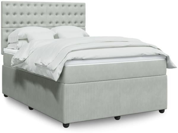 vidaXL Boxspringbett mit Matratze Hellgrau 140x200 cm Samt 3294670