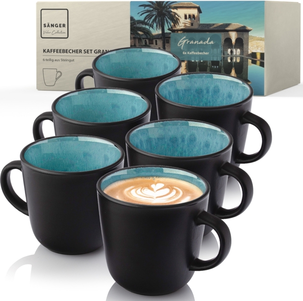 SÄNGER Kaffeebecher Set Granada - 6 teilig aus Steingut
