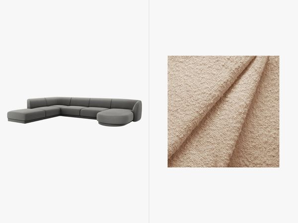 Micadoni Panorama-Ecksofa Miley 6-Sitzer Links Boucle Baloo Beige