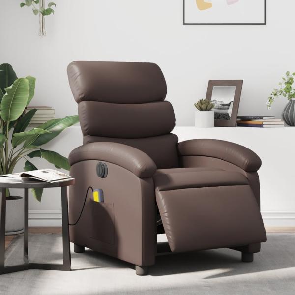 vidaXL Massagesessel Elektrisch Braun Kunstleder 3204035