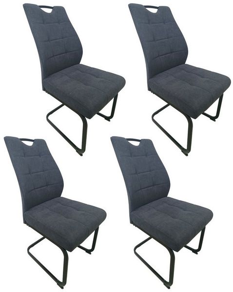 HTI-Living Esszimmerstuhl Modernes 4er Set dunkelgraue Schwingstühle (Set, 4 St), Esszimmerstuhl Freischwinger Samt