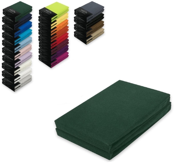Doppelpack Jersey Spannbettlaken 140 - 160 x 200 cm Dunkelgrün