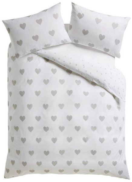 Next Bett-Set Wendbarer Bettbezug und Kissenbezug mit Herzmotiv, Bezug: Polyester (recycelt), Baumwolle