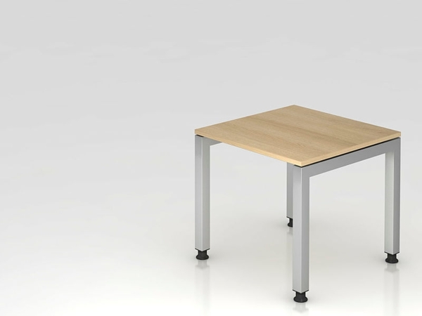 Schreibtisch JS08 U-Fuß / 4-Fuß eckig 80x80cm Eiche Gestellfarbe: Silber