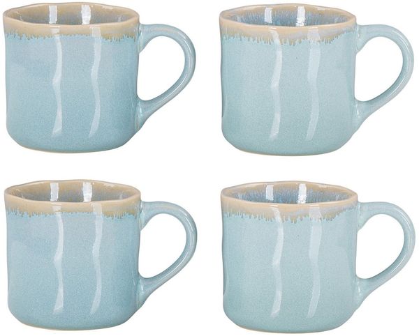 Levandeo® Becher, 4er Set Steingut Becher 350ml Tasse Grün Kaffeepott Tasse Modern