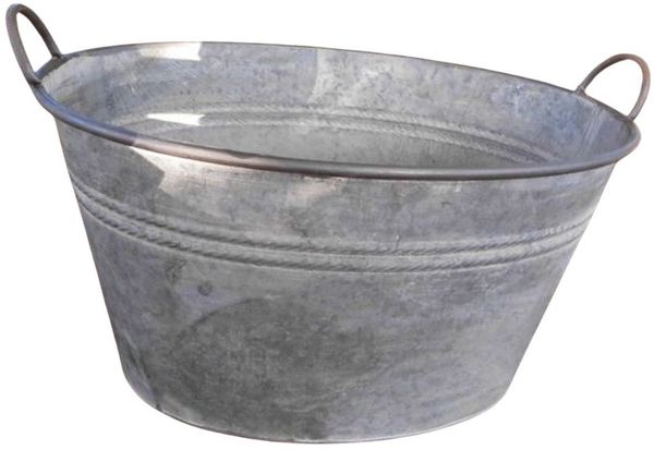 Deko-Impression Pflanzkübel Große Zinkwanne Pflanztopf Zinkbottich Blumentopf 54 cm Grau (1 St)