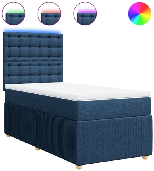 vidaXL Boxspringbett mit Matratze Blau 90x190 cm Stoff 3294231