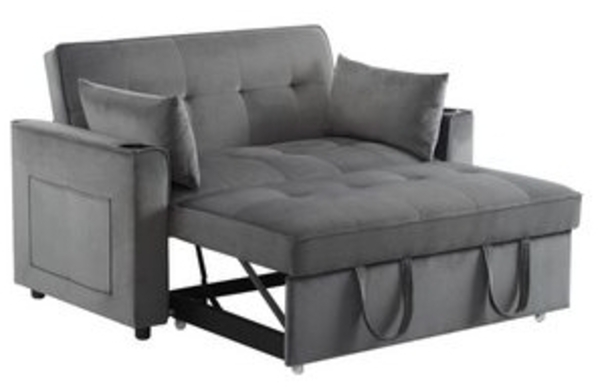 i@home Schlafsofa, Multifunktionssofa mit Schlaffunktion, Schlafsofa mit Getränkehalter und Kissen, Rückenlehne neigbar 105°/140°/180°, geeignet für Wohnzimmer, Schlafzimmer, Heimkino-Wohnung, Grau Bild 6