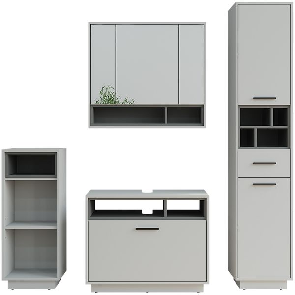 Badmöbel-Set Beatrice Grau/Anthrazit Set 4 Vicco