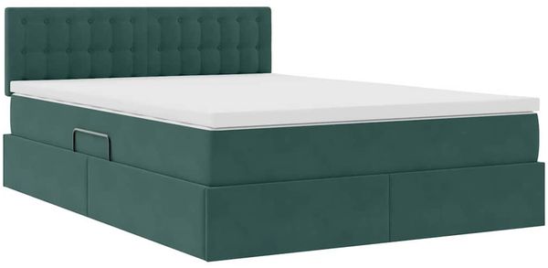 vidaXL LED-Speicherbett mit Matratze Dunkelgrün 140 x 200 cm Samt 3371520 Bild 6
