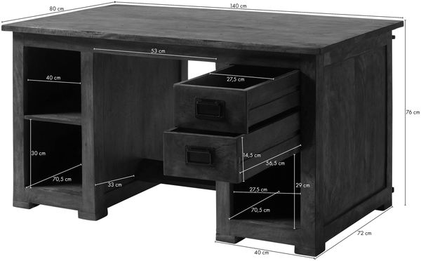Schreibtisch Mango 140x80x76 whitewash lackiert RAILWAY #361 Bild 8