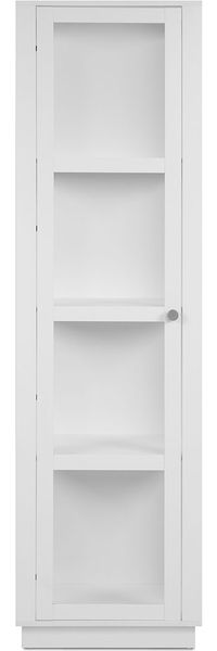 Finori Arles 52A Vitrine, weiß | Vitrine für Wohnzimmer | Maß: B x H x T ca. 56 x 195 x 40 cm | Vitrine mit 1 Glasrahmentür (wahlweise links oder rechts montierbar) und 3 Einlegeböden