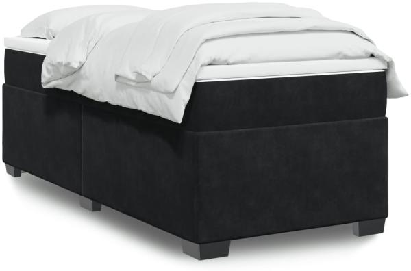 vidaXL Boxspringbett mit Matratze Schwarz 90x190 cm Samt 3285253