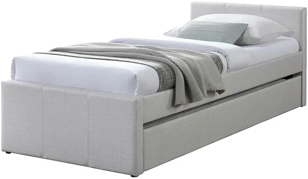Vente-unique - DORITALO Bett Stoff Beige - B 95 cm x H 76,7 cm x L 208,5 cm Bild 4