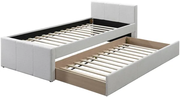 Vente-unique - DORITALO Bett Stoff Beige - B 95 cm x H 76,7 cm x L 208,5 cm Bild 5