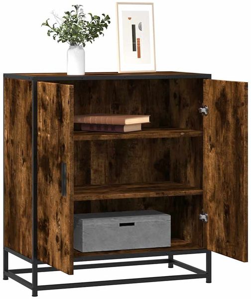 vidaXL Sideboard Räuchereiche 68x35x76 cm Holzwerkstoff und Metall 848966
