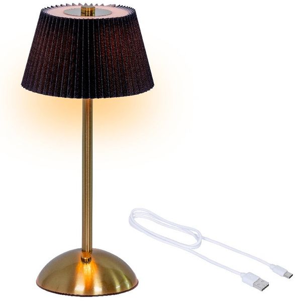 Lumineo Tischleuchte, Kunststoff schwarz gold, 15 x 30.5 cm, LED wiederaufladbar