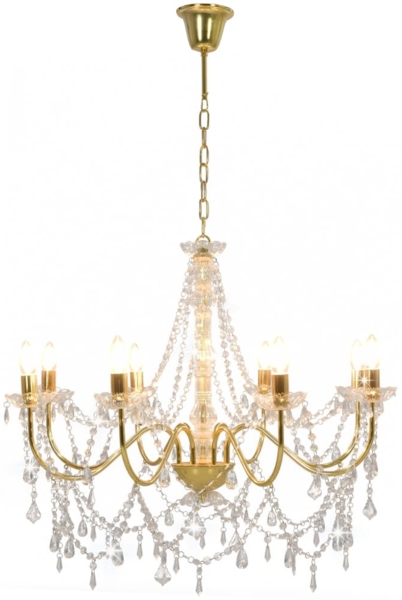 vidaXL Kronleuchter mit Perlen Golden 8 x E14-Fassungen 281607