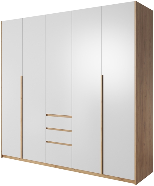 Kleiderschrank Xelo Falttürenschrank 225x60x213,5cm wildeiche gold weiß 3-türig