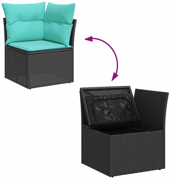 vidaXL 6-tlg. Garten-Sofagarnitur mit Kissen Schwarz Poly Rattan 3325683 Bild 8