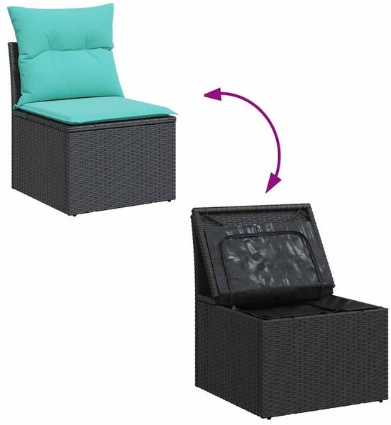 vidaXL 6-tlg. Garten-Sofagarnitur mit Kissen Schwarz Poly Rattan 3325683 Bild 7