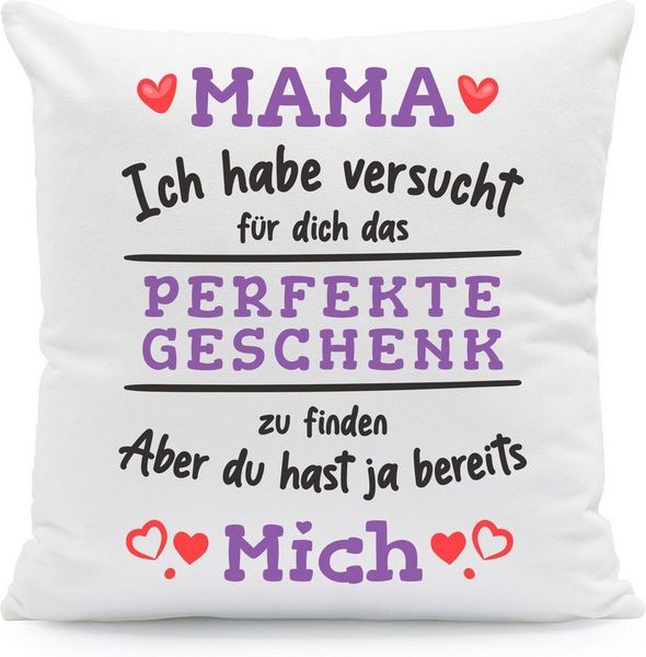 GRAVURZEILE Zierkissen mit Spruch - Das Perfekte Geschenk - Für Familie & Freunde -, starke Farben ohne verblassen - Mama - mit Füllung