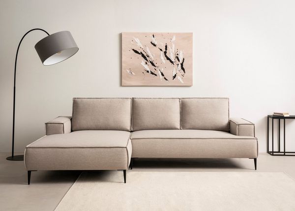 Home affaire Ecksofa TVINNU, L-Form, 275cm, in Cord und Leinenoptik, wahlweise Recamiere rechts/links, schwarze Füße, bequemer Sitzkomfort