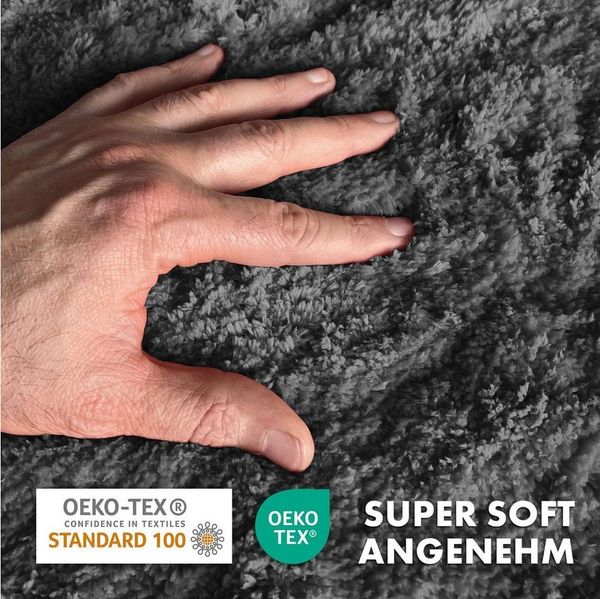 Kubus Badematte Karat Rechteckig, Badteppich, Extrem weicher & dichter Hochflor, Höhe 30 mm, rutschhemmende Latexbeschichtung, Polyester, Polyester, Waschmaschinenfest