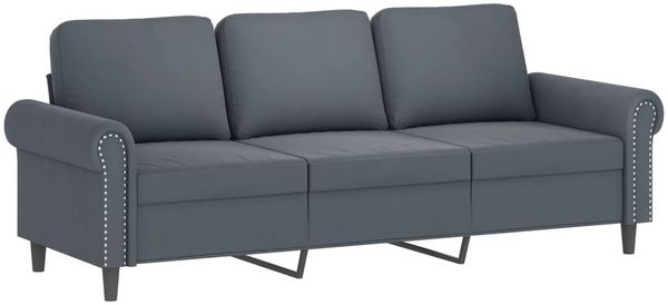 vidaXL 3-Sitzer-Sofa mit Hocker Dunkelgrau 180 cm Samt 3201216 Bild 4