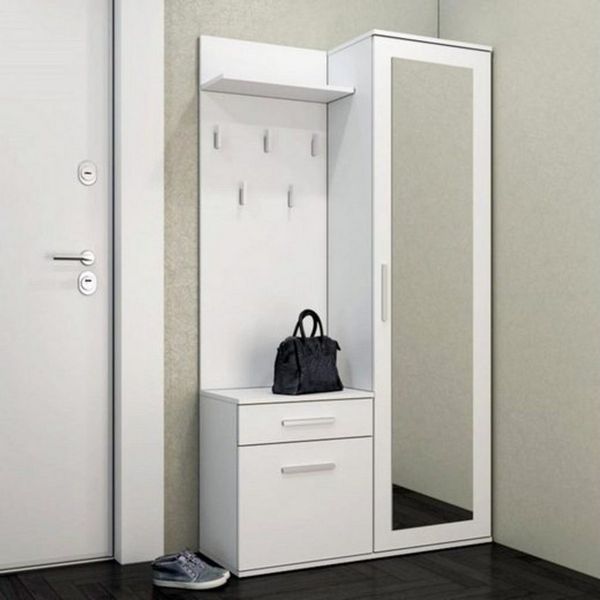 Beautysofa Kompaktgarderobe Fiora (Garderobenschrank + Paneel + Schuhschrank, Garderoben-Set, 5 Kleiderhaken) Breite:100 cm